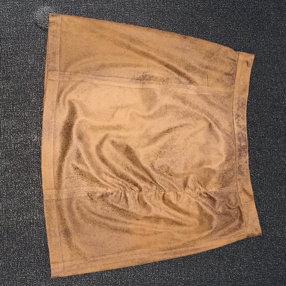 Tan Suede Mini Skirt - Picture 2 of 3
